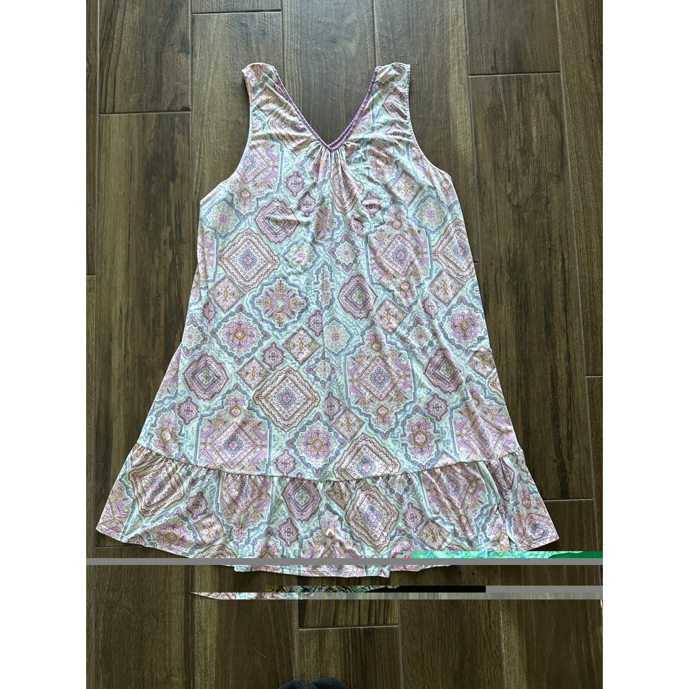 Ellen Tracy Women's Size 1X Nightgown Sleeveless V-Neck Pink Paisley Sleep Dress